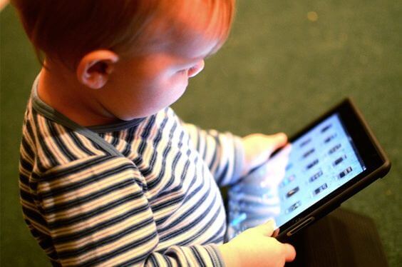 Baby looking at iPad