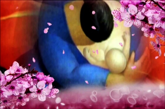 Woman breastfeeding child