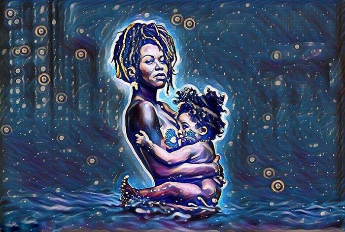 Animation of mother breastfeeding child
