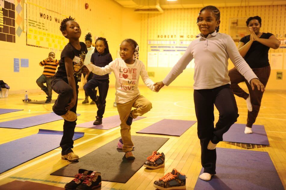Children doing yoga