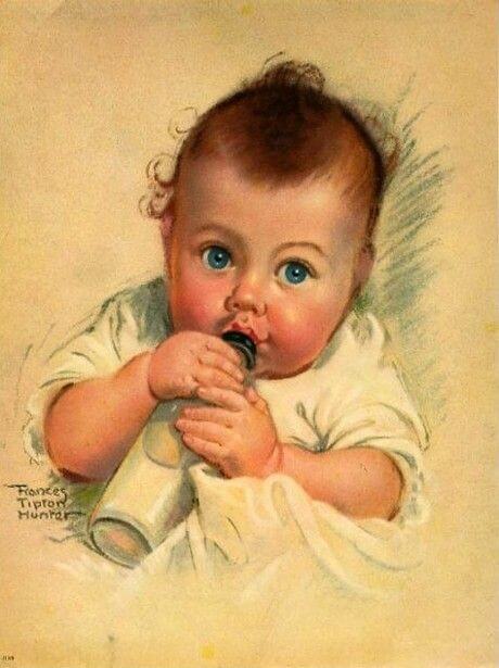 drawing of baby drinking from a bottle