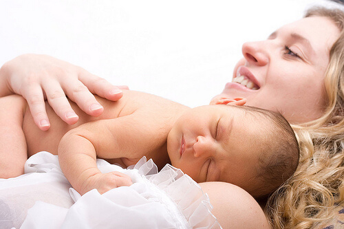 Postpartum Mom with baby