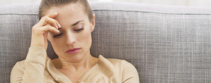 Woman suffering from premature menopause