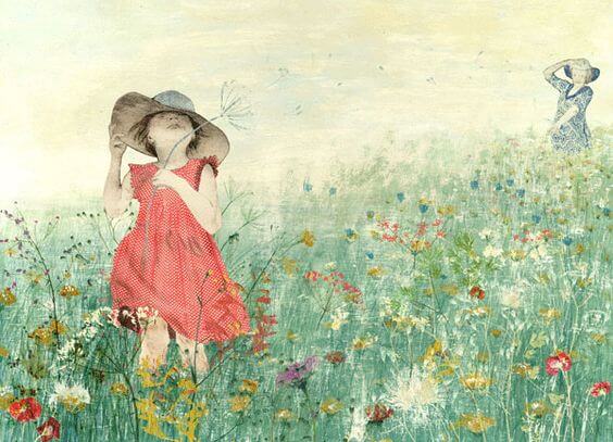 Grandmother-grandchild-painting