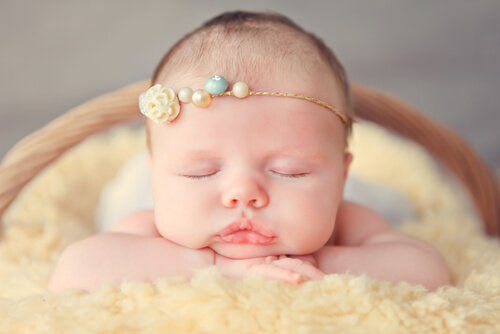 headbands and ribbons on a baby