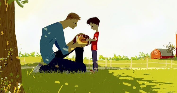 cartoon of father and son