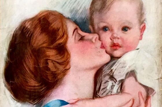 Mom-kissing-son-painting