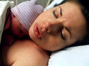 mom recovering from cesarian delivery