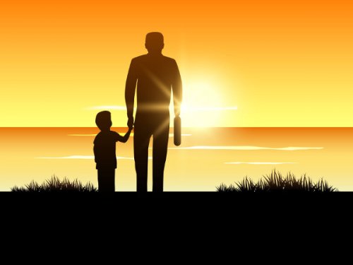 father and son holding hands