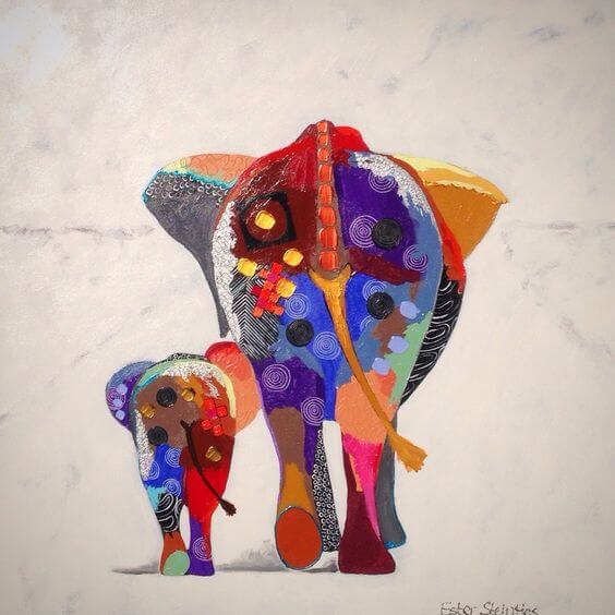 colorful drawings of elephants