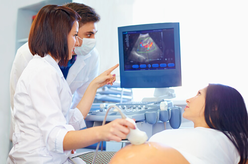 pregnant mother at the doctor