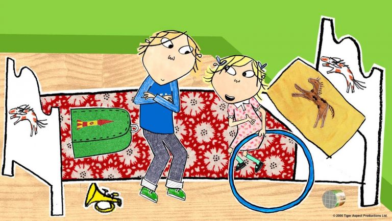 animation af forældre og barn i en seng