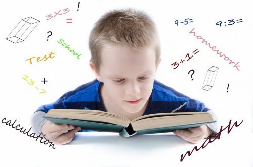 dreng der læser i en matematikbog