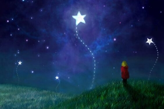 Child looking at the stars