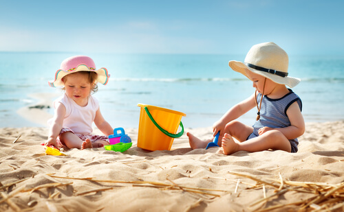 Kids playing on beach