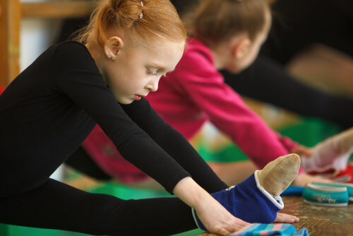 Girl doing artistic gymnastics