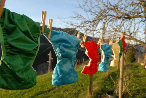 Washing line with cloth diapers