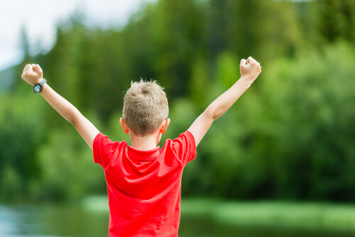 Boy celebrating