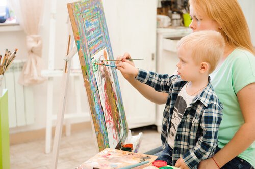 Mother and child painting