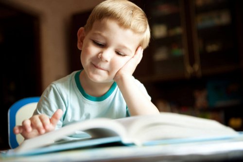 Boy reading a book