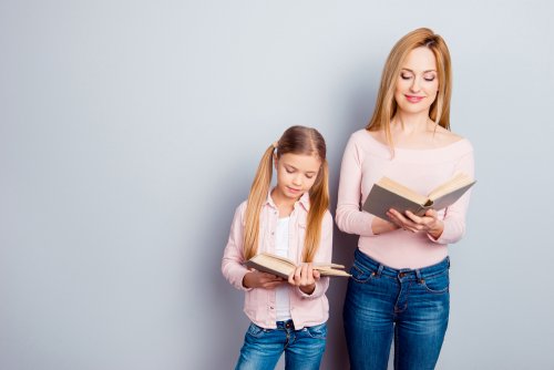Mother and daughter reading