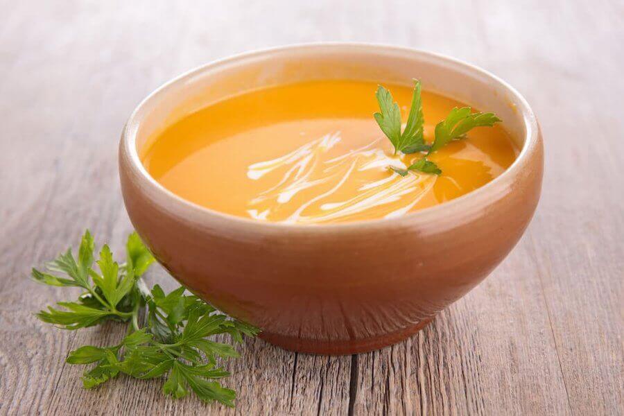 A bowl of carrot puree.