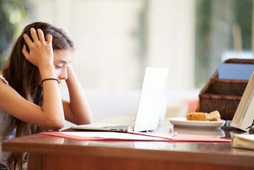 A child feeling stressed about exams.