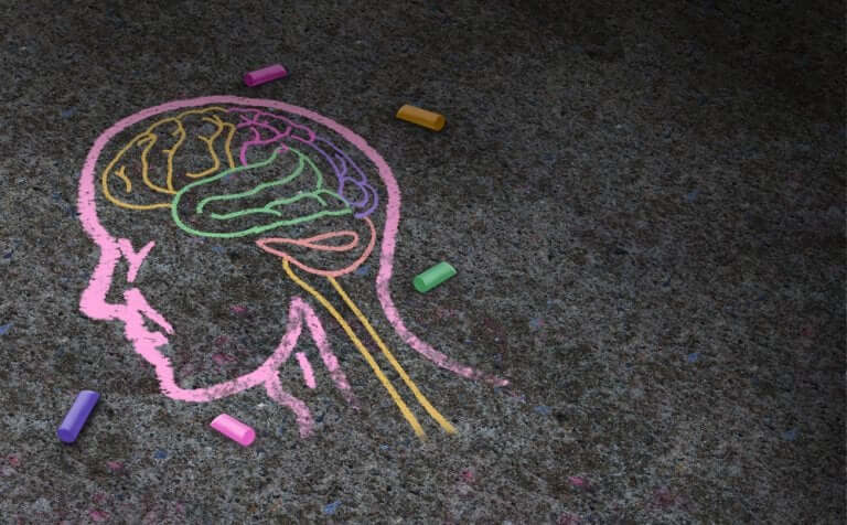 A head drawn in chalk.