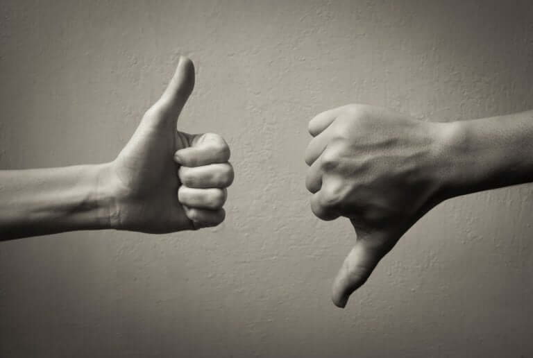 Thumb up and thumb down.
