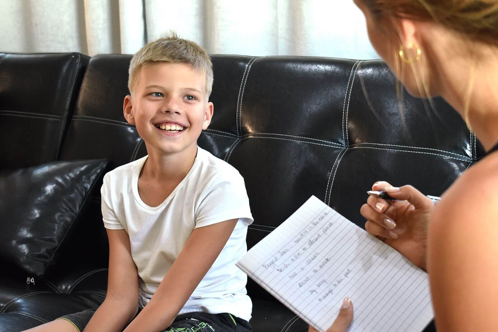 A child talking with a psychologist.