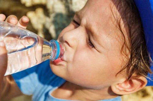 A child drinking water.