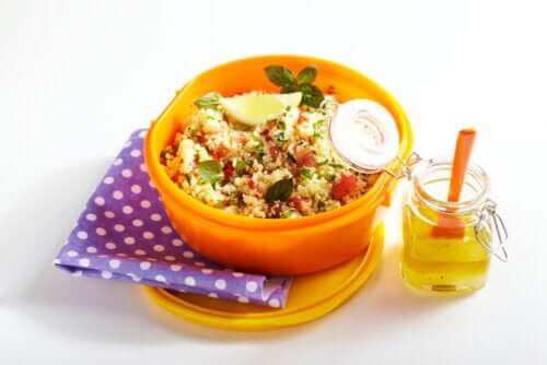 Healthy couscous lunch box.