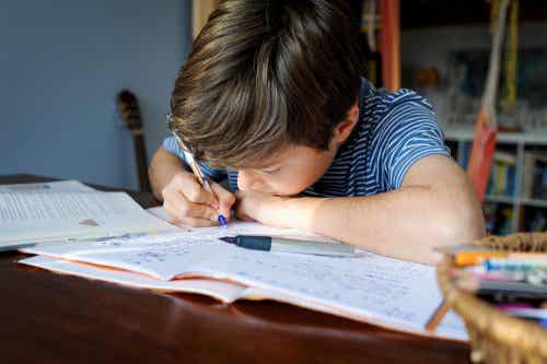 Child doing homework 
