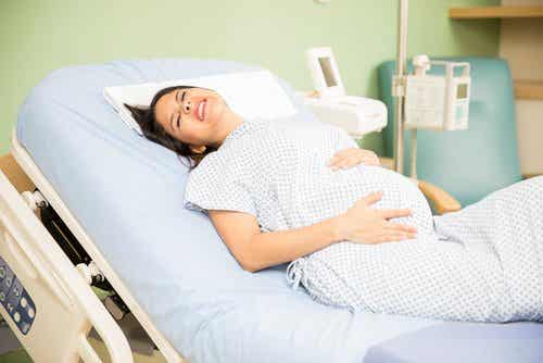 A woman experiencing labor pains.