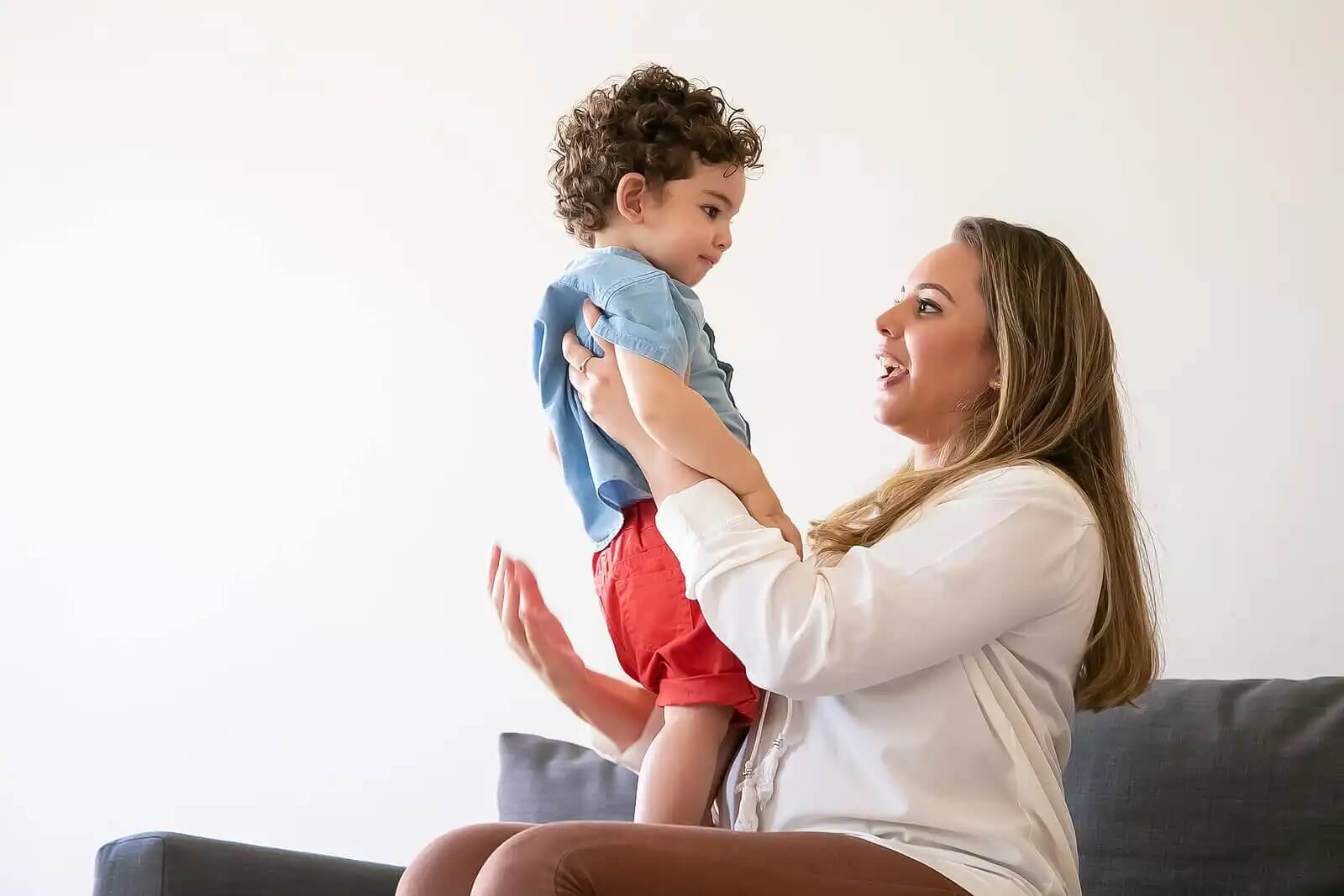A mom and child.