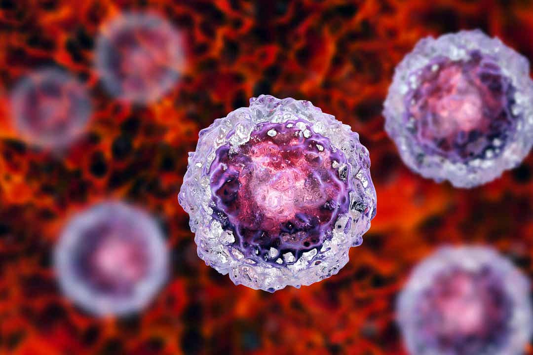 A computer image of floating cells.