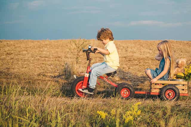 Kinderen spelen in een open veld