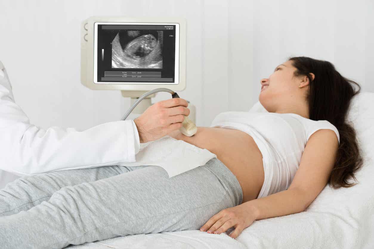Woman taking a morphology scan.