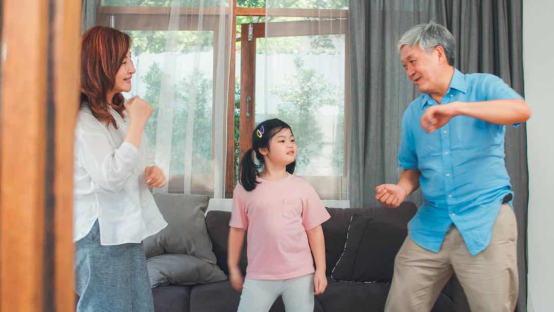 A family spending time together in their home.