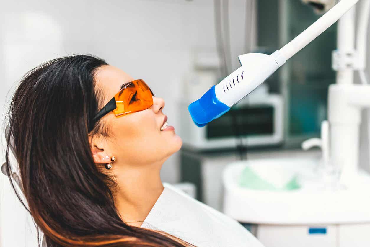 Teeth whitening treatment.