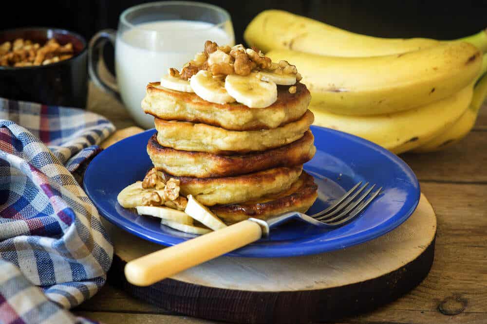 A stack of oatmeal pancakes.