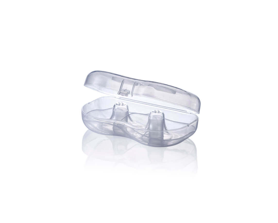 Nipple shields in a plastic case.