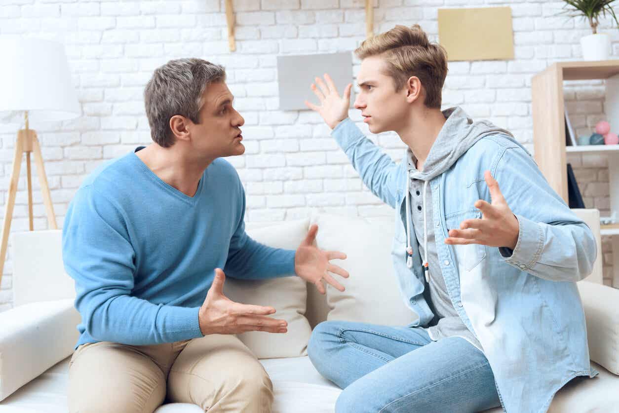 A father and his teenage son having an argument.
