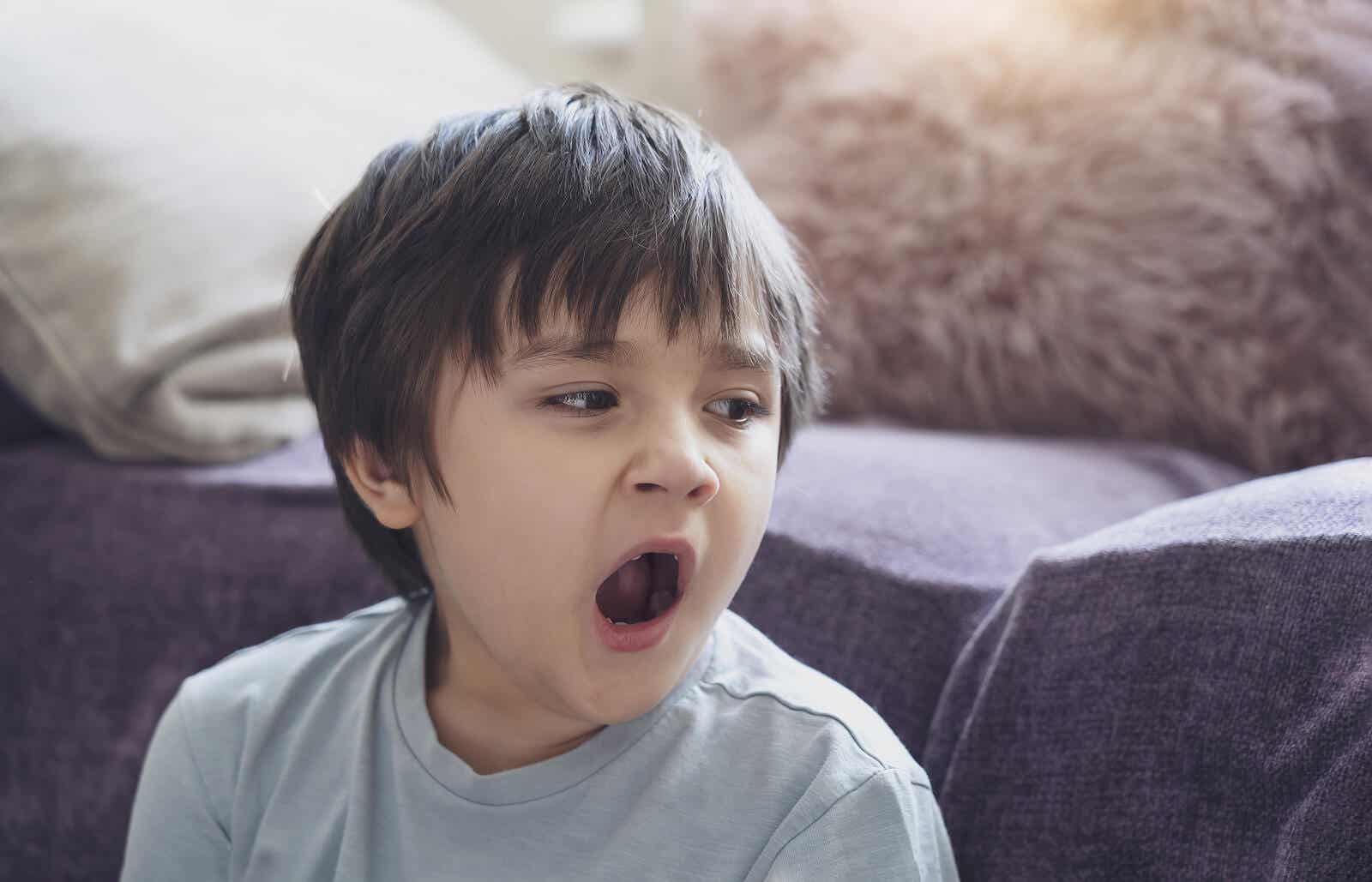 A child yawning.