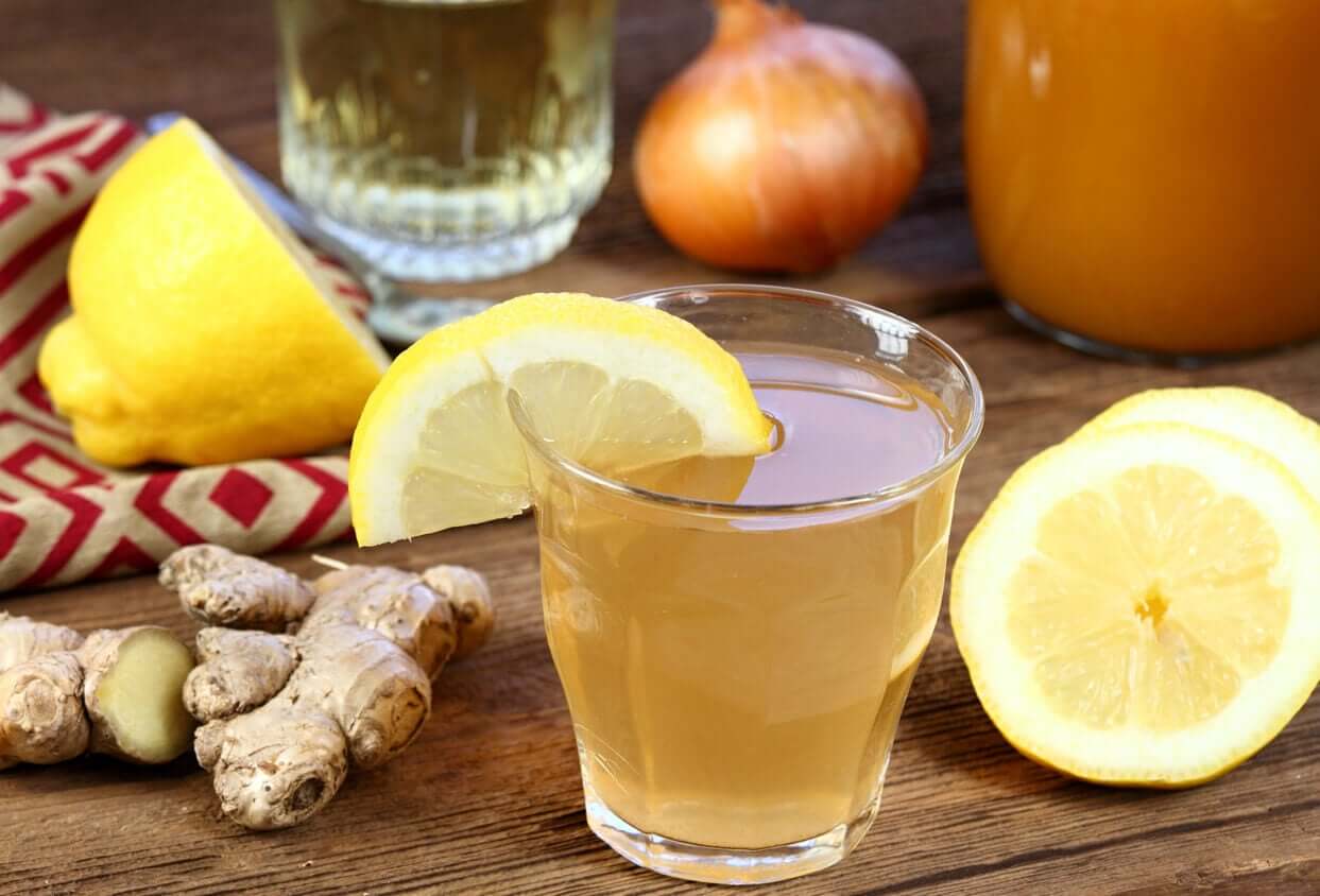 Honey, lemon, and onion tea for a cough.