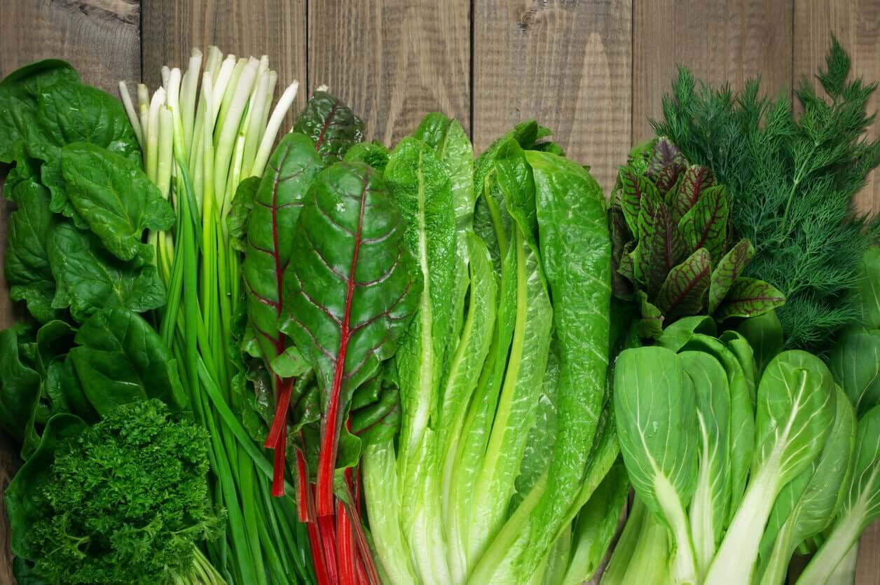A variety of leafy greens.