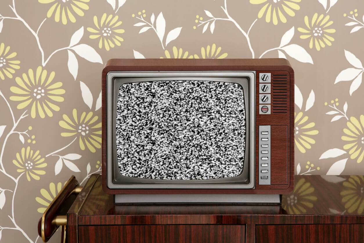 Static noise on a TV screen.