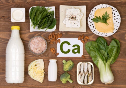 A variety of high-calcium foods.