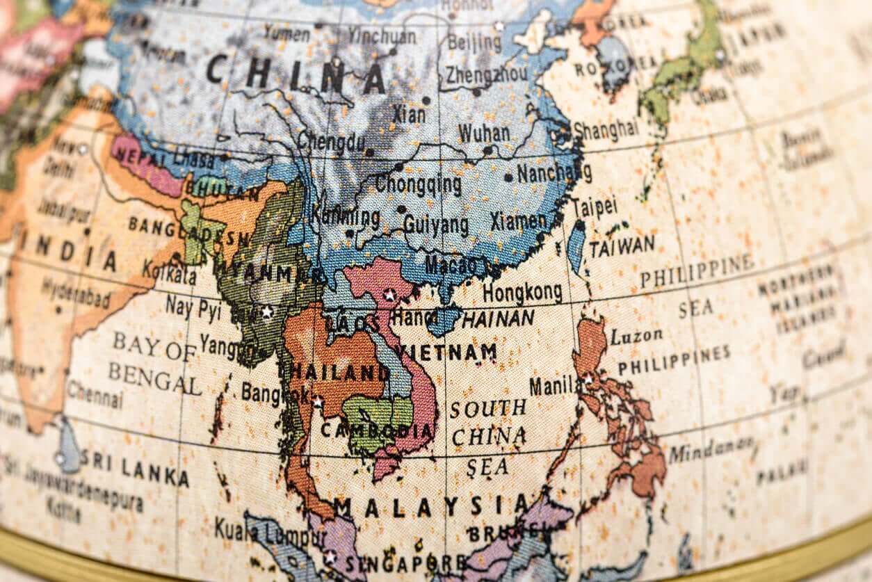 A map of Asia.