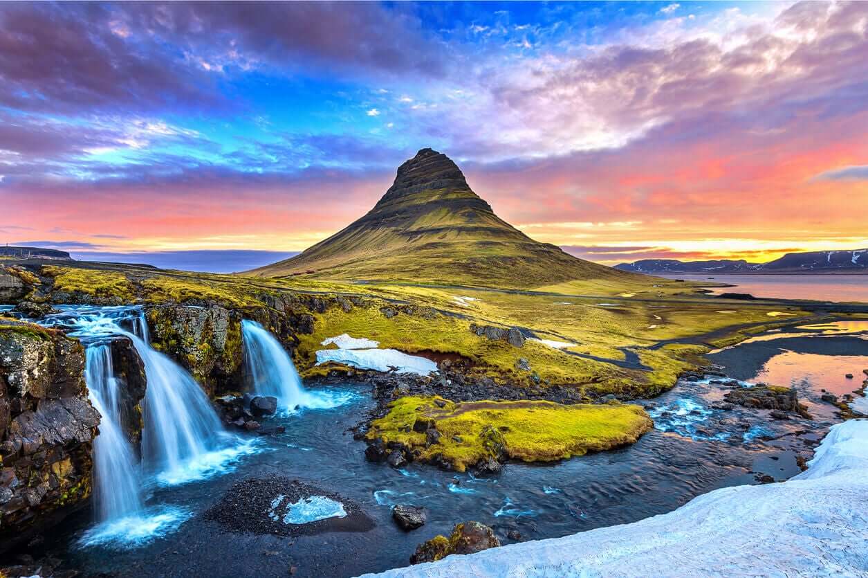Waterfalls in Iceland.